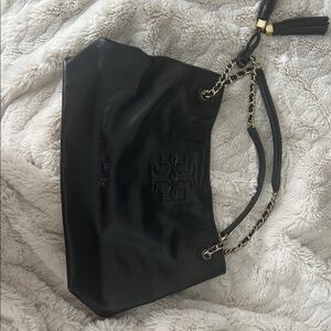 Tory Burch Black Tote with Gold Chain